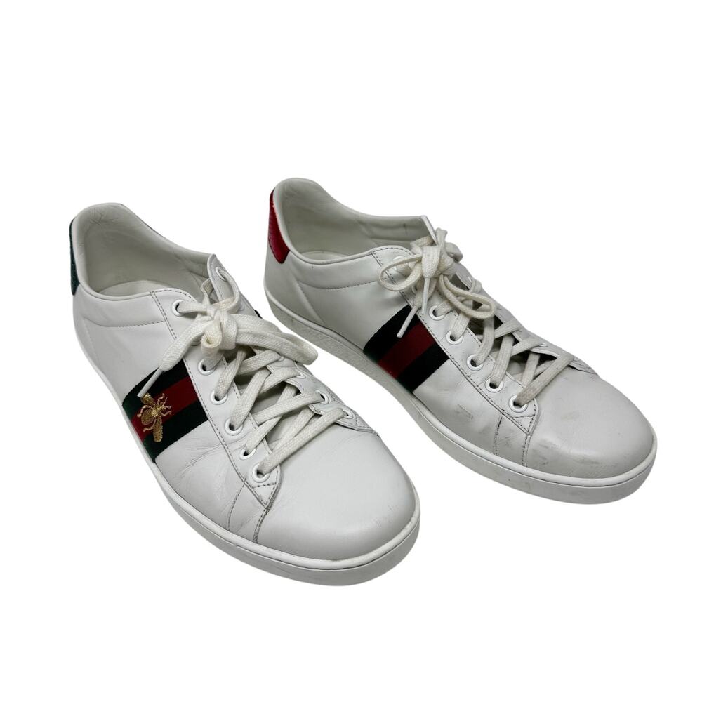Gucci Ace Bee Sneakers White Leather Low Top EU 41 - Picture 1 of 11